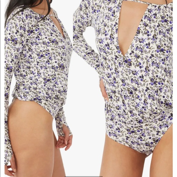 Free People Kaya Print Cutout Bodysuit - Medium - Picture 4 of 5